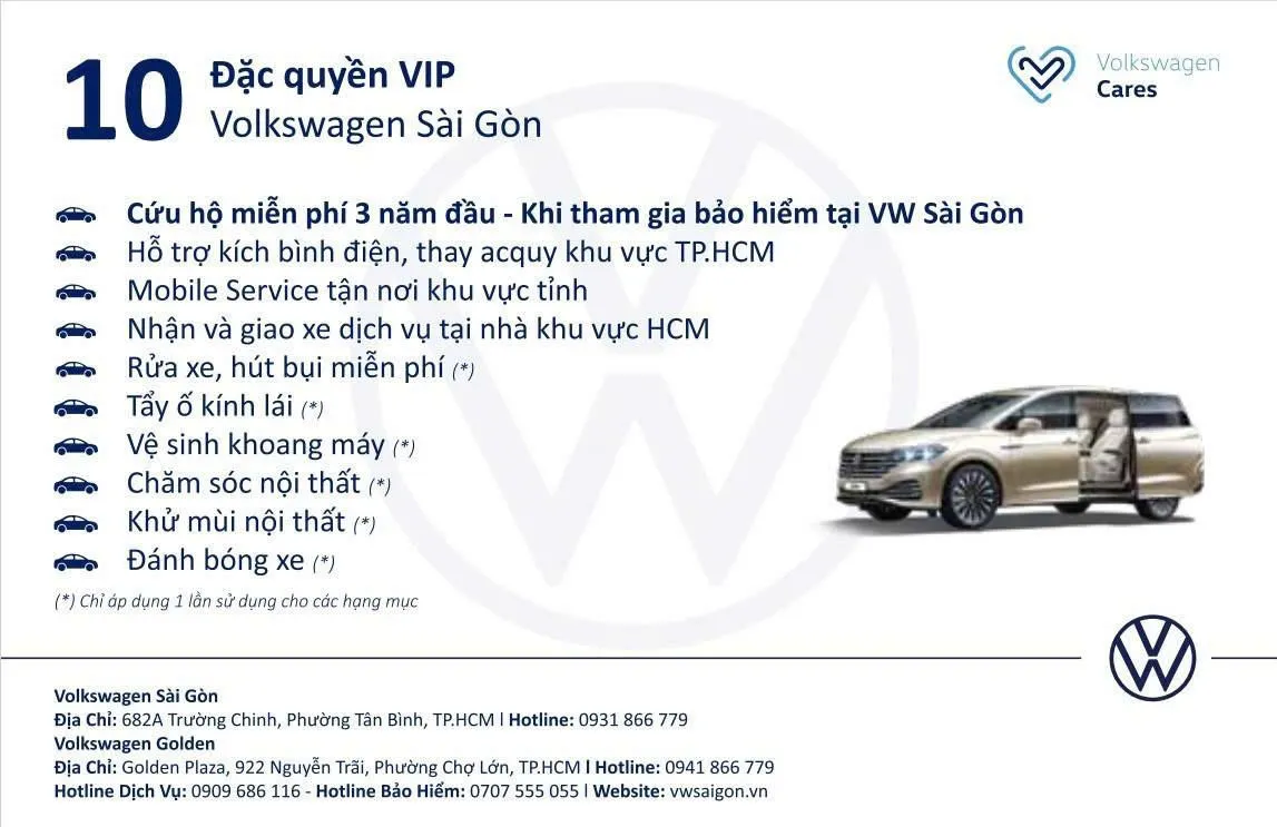 10 Đặc quyền VIP tại Volkswagen Nguyễn Trãi
